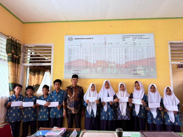 Wakil Kepala Bidang Kesiswaan MTsN 7 Merangin, Salurkan Zakat Terhadap Siswa .